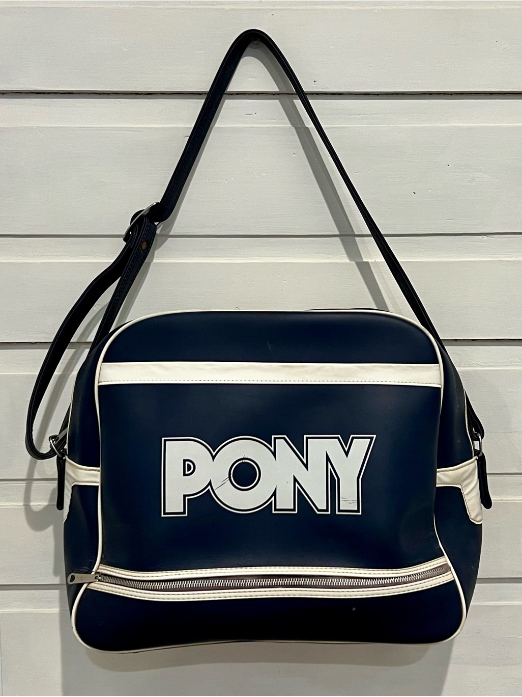 Pony Navy And White Sporty Vintage Messenger Weekender Bag